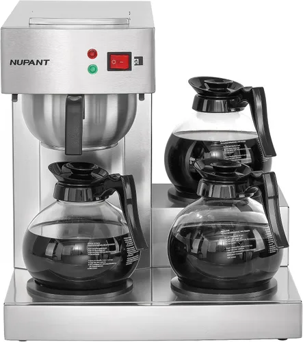 Miniatura 7 de NUPANT Cafetera Comercial de 12 Tazas, Cafetera Automática de Goteo con Relleno Automático y 3 Jarras de Vidrio, 3 Calentadores, Cafetera de Acero