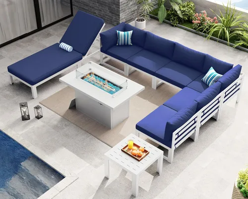 Miniatura 17 de NICESOUL - Juego de 10 muebles de patio extra grandes de aluminio moderno, sofá para exteriores con asiento de 29" de profundidad y ancho, 500 lbs