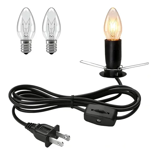 Cable de lámpara de sal del Himalaya con interruptor de atenuación y bombillas, cable de repuesto original de 6 pies con ensamblaje de base de 3.35