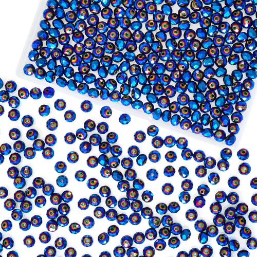 Miniatura 51 de 800 cuentas redondas de cristal de 0.236/0.396/0.394 pulgadas para joyas de bricolaje, ideales para pulseras, collares, colgantes y proyectos