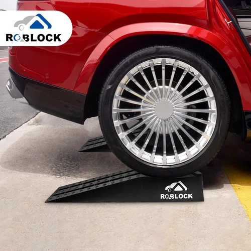 Miniatura 6 de ROBLOCK Rampas de coche resistentes para cambios de aceite y soporte de gato, rampas portátiles de bajo perfil para auto para elevación alta, rampas