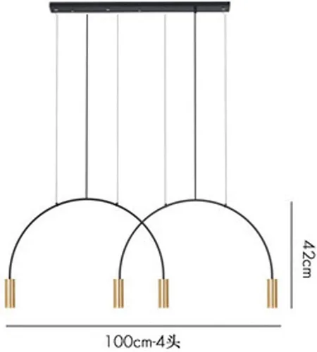 Miniatura 2 de Líneas geométricas nórdicas forma arqueada colgante de luz altura ajustable lámpara de metal iluminación negro oro moderno lámpara colgante