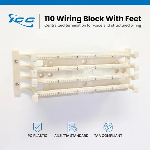 Miniatura 2 de ICC 110 pies de bloque de cableado para 100 pares de bloques de cableado 110, soportes de soporte de montaje en pared, 1 par