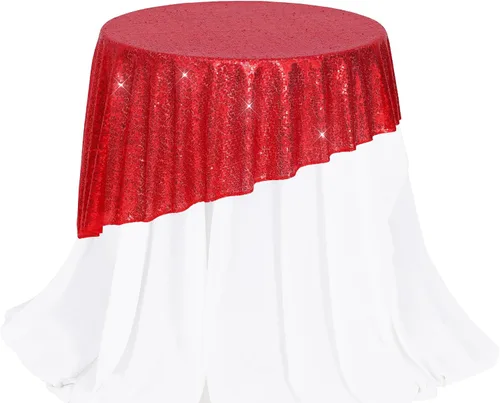 Miniatura 67 de PartyDelight Mantel de lentejuelas redondo de 50 pulgadas, color dorado claro, adorno de mesa para decoración de bodas, fiestas, cumpleaños
