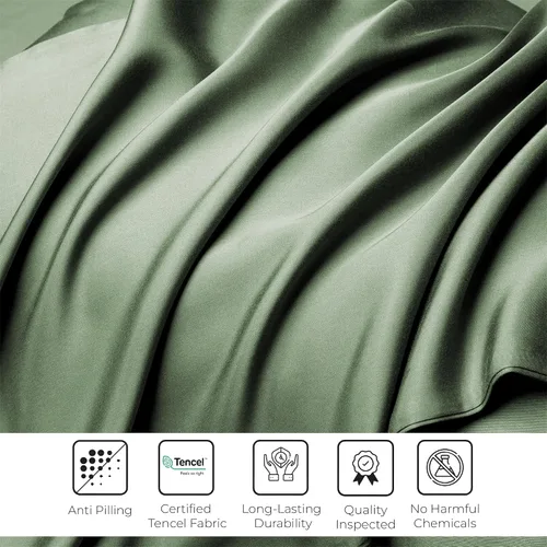 Miniatura 6 de LINENWALAS Tencel Lyocell Sábana bajera solo con ajuste seguro y cómodo en todo el contorno elástico de 16 pulgadas de profundidad, ropa de cama