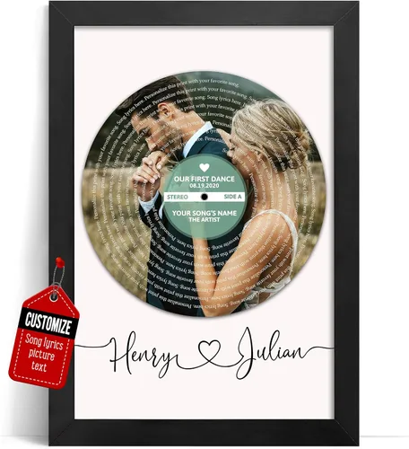 Miniatura 40 de VICILO Póster personalizado con letras de canciones, lienzo para decoración de pared, acordes de canción perfecta, regalo de aniversario de un año
