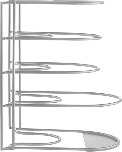 Miniatura 8 de Organizador de ollas y sartenes de alta resistencia Estante de almacenamiento de 5 niveles para utensilios de cocina y tapas De pie o montaje