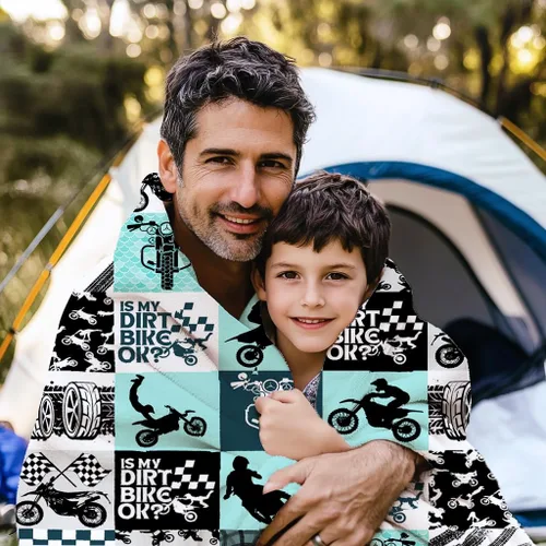 Miniatura 3 de Manta Fresca de Dirt Bike, Mantas de Regalo de Motocicleta de Deportes Extremos para Niños y Hombres, Manta de Cuadrícula de Retazos con Temática