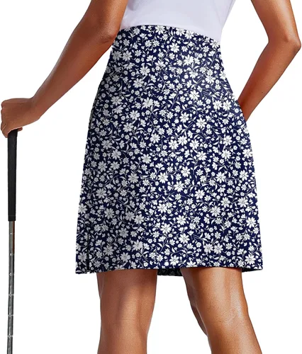Miniatura 11 de PINSPARK Falda pantalón de 20 pulgadas para mujer, longitud a la rodilla, UPF 50+, faldas de golf con 3 bolsillos, cintura alta, falda pantalón