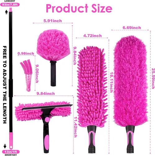 Miniatura 9 de CALBEAU Plumeros de 8 pies para limpieza, plumero con poste de extensión, plumero de microfibra utilizado para limpiar ventilador de techo, ventanas
