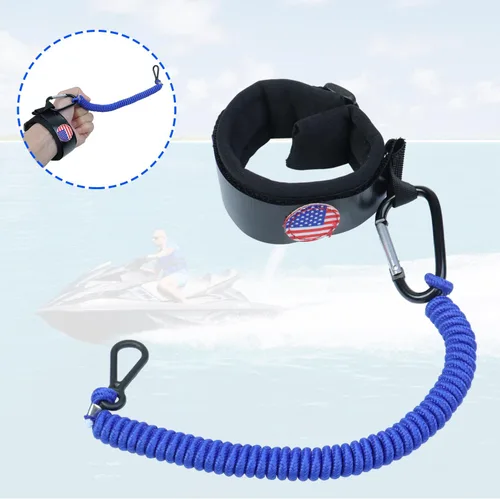 Miniatura 7 de Boat Kill Switch Lanyards Wrist Strap, Jet Ski Key Lanyard Fit for Mercruiser Marine Outboard Negro&azul
