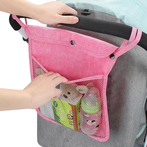 Miniatura 5 de Accmor Organizador universal de cochecito, bolsa de malla para Uppababy, Nuna, Britax, Doona, cochecitos de malla ajustable antideslizante y Rosado