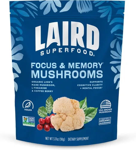 Miniatura 11 de Laird Superfood Mezcla Orgánica de Hongos de Rendimiento con Chaga, Cordyceps, Lion's Mane y Maitake para Energía y Cognición, Bolsa de 3.17 oz