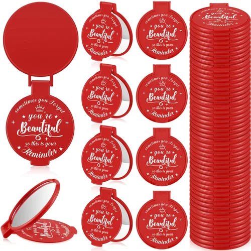 Miniatura 12 de 100 piezas de espejo compacto inspirador de 2.76 pulgadas a granel para mujeres, pequeños regalos de graduación, día de la madre, fiesta, bolso