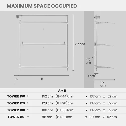 Miniatura 5 de foxydry Aireador vertical de pared de torre para uso en interiores y exteriores (blanco, 59.8 in / 59.8 pulgadas)