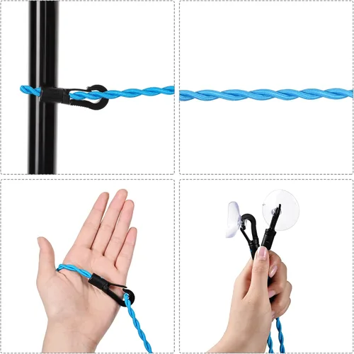 Miniatura 3 de 2 piezas de tendedero retráctil portátil con ganchos y ventosas, accesorios de campamento, artículos esenciales para crucero para uso en exteriores