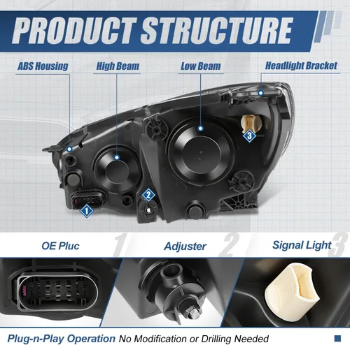 Miniatura 4 de Auto Dynasty Conjunto de faros delanteros compatible con Ford Focus de 3ª generación, 2015, 2016, 2017, 2018, repuesto de faros halógenos