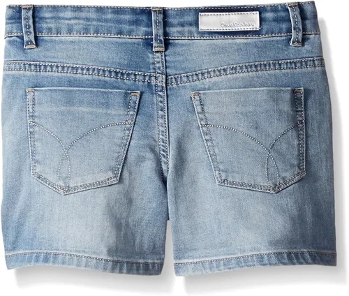 Miniatura 2 de Calvin Klein Pantalón corto de mezclilla enrollable para niña, cielo pálido, 4, Pale Sky