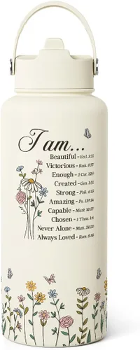 Miniatura 21 de Regalos cristianos para mujeres, botella de agua inspiradora de acero inoxidable de 32 onzas con aislamiento con tapa, regalos religiosos para mamá
