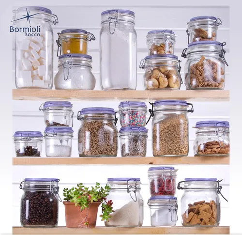 Miniatura 6 de Bormioli Rocco Colección Fido, paquete de 2, 67.75 onzas, tarros de vidrio para almacenamiento de alimentos, sello de goma hermético y tapa