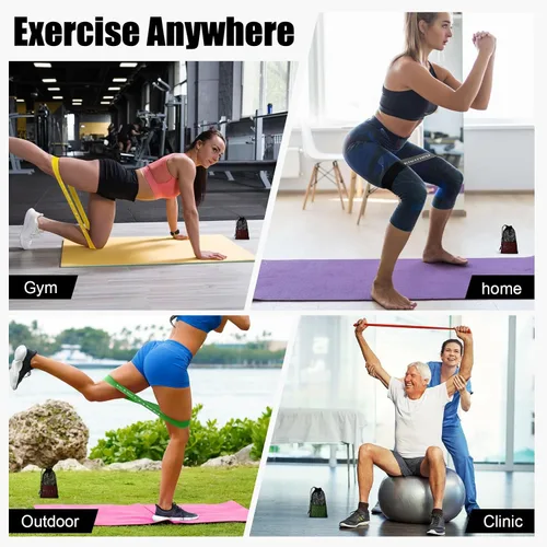 Miniatura 7 de Bandas de resistencia de látex mini bucle para entrenar piernas, versión de 2.4 in de ancho Elastic Stretch Bands For Exercise Loop Bands, Rubber