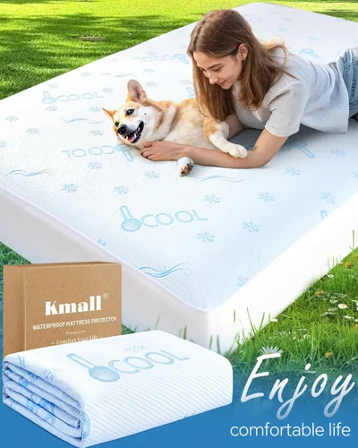 Miniatura 5 de Kmall Protector de colchón refrescante tamaño Queen, 100% impermeable y transpirable, funda de colchón de tela de aire 3D fresca, protector