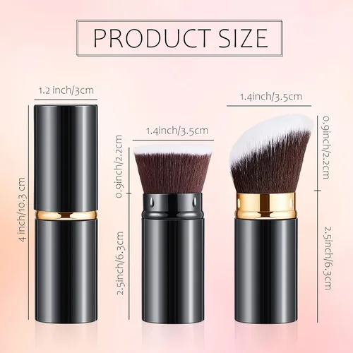 Miniatura 2 de Tessco for you 2 brochas de maquillaje retráctiles Kabuki, brochas de maquillaje en polvo, base, brochas de viaje portátiles para rubor