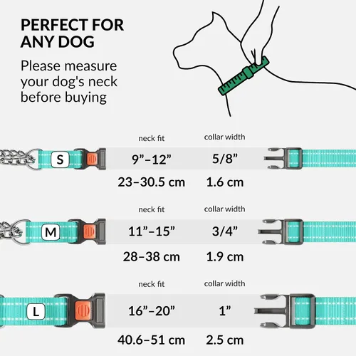 Miniatura 6 de CollarDirect Martingale - Collar para perro con cadena de acero inoxidable y hebilla de liberación rápida, collar reflectante para perros grandes