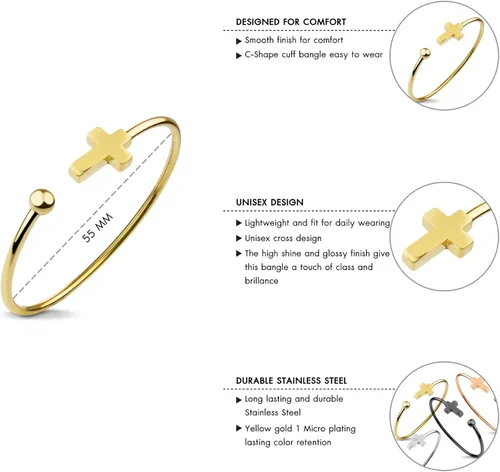 Miniatura 5 de 555Jewelry - Pulsera de acero inoxidable con símbolo religioso