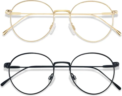 ANDWOOD Gafas de bloqueo de luz azul para mujeres y hombres, computadora de cara pequeña, bloqueador de luz azul transparente, marco de metal súper