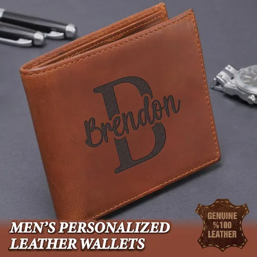 Miniatura 19 de Billeteras de cuero personalizadas para él, novio, marido, hombre, hijo, billetera plegable grabada para hombres, billeteras, regalo de hombre