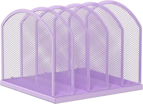 Miniatura 8 de Gawerk Organizador de escritorio vertical de 5 secciones, organizador de carpetas de malla de 5 secciones para oficina, hogar y aula (1, negro)