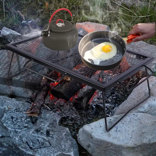 Miniatura 5 de REDCAMP Parrilla Plegable de Camping 2 en 1, Parrilla Plegable de Mesa para Cocina al Aire Libre con Fuego Descubierto para Acampar, Parrilla