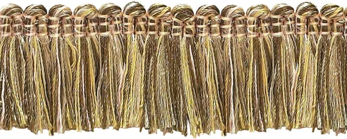 Miniatura 3 de DÉCOPRO Colección Imperial de 1 1/2" (3.5cm) Borde de flecos # 0150IB, rosa de verano #3549 (rosa claro, marfil blanco, verde azul) paquete de 5