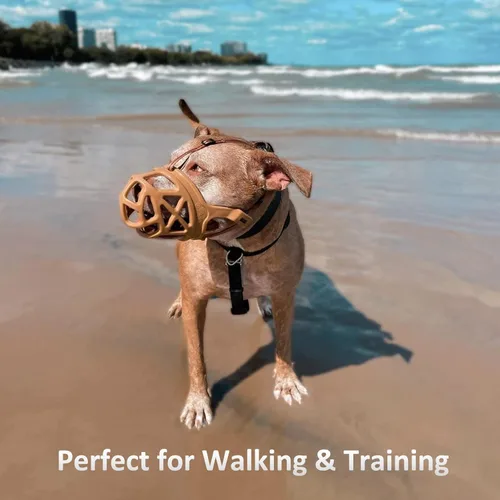 Miniatura 7 de BARKLESS Bozal para perro, bozal de cesta para morder, masticar y hurgar, cubierta bucal humanitaria tipo jaula, perfecto para aseo y entrenamiento
