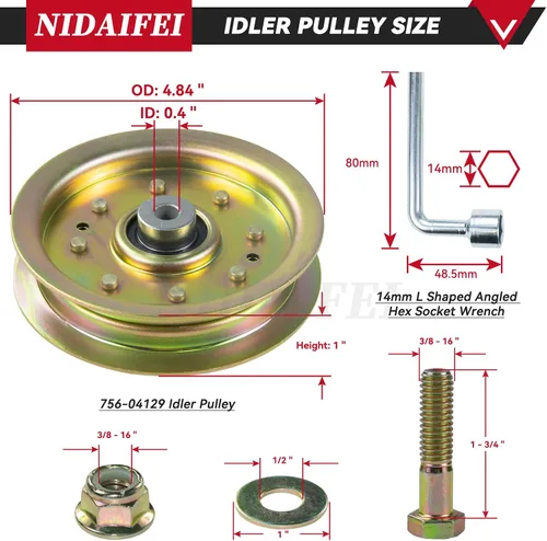 Miniatura 4 de Paquete de 3 unidades engrasado 918-04125C kit de montaje de husillo con polea tensora 756-04129B 954-04164 correa que sustituye a la correa
