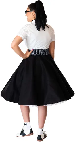 Miniatura 2 de Hip Hop 50's Shop Falda de caniche de los años 50, enagua y polo con accesorios, conjunto de disfraz de 7 piezas para adultos