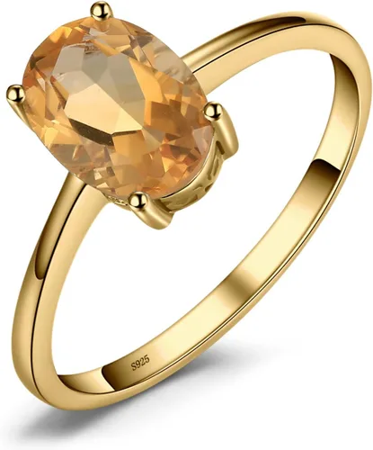 Miniatura 17 de JewelryPalace Anillos de compromiso solitarios de plata de ley 925 chapados en oro de 14 quilates con piedra natal de topacio azul citrino y piedras