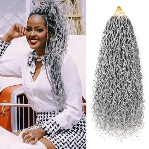Miniatura 33 de Copper Goddess Faux Locs Cabello de Ganchillo con Puntas Rizadas, 7 Paquetes de 14 Pulgadas Boho Goddess Locs Cabello de Ganchillo, Cabello