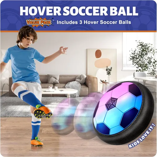 Miniatura 2 de Officygnet Paquete de 3 pelotas de fútbol flotantes, juguetes para niños de 3, 4, 5, 6, 7, 8 años, juguete de fútbol flotante con luces LED