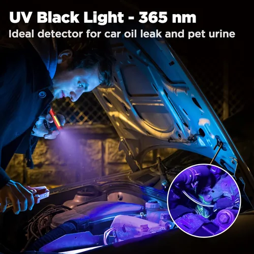 Miniatura 4 de WORKPRO Linterna tipo bolígrafo recargable, linterna LED de 450 lúmenes con luz negra UV de 365 nm, linterna multifuncional para mecánico, Rojo