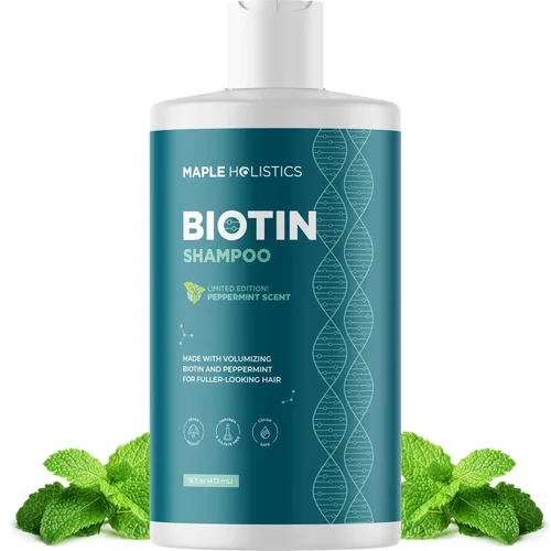 Miniatura 23 de Champú voluminizador de biotina para cabello fino - Champú para cabello fino con menta, argán y aceites esenciales para el cuidado del cabello