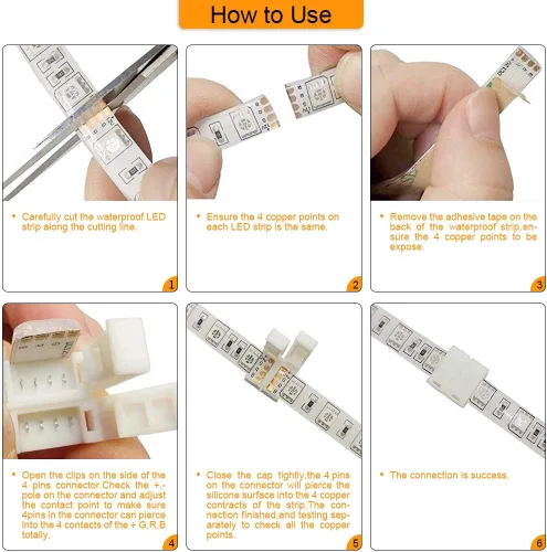 Miniatura 3 de Paquete de 10 conectores adaptadores sin soldar para tira de luces led impermeable de un sólo