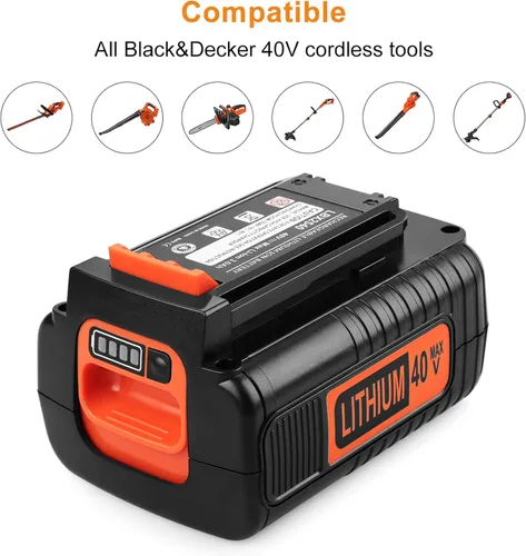 Miniatura 6 de Batería de litio de repuesto de 3.0Ah 40V Black and Decker LBX2040 LBXR36 LBXR2036 LST540 LBX1540 LST136W con un cargador portátil LCS40 LCS36