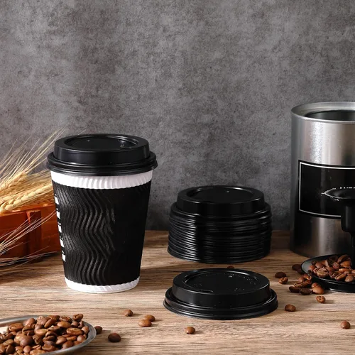 Miniatura 7 de Eaasty Paquete de 500 tapas desechables para tazas de café de 3.543 in, tapas planas negras calientes para tazas de papel de 10, 12, 16, 20 onzas, a
