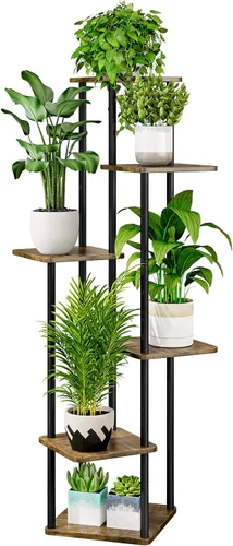 Miniatura 16 de AZERPIAN Soporte para plantas de 4 niveles para interiores, estante de flores de metal para múltiples plantas, soportes altos de esquina para flores