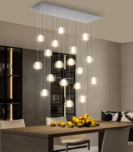 Miniatura 32 de Lámpara colgante moderna de cristal para isla de cocina, comedor, dormitorio, pasillo, color negro
