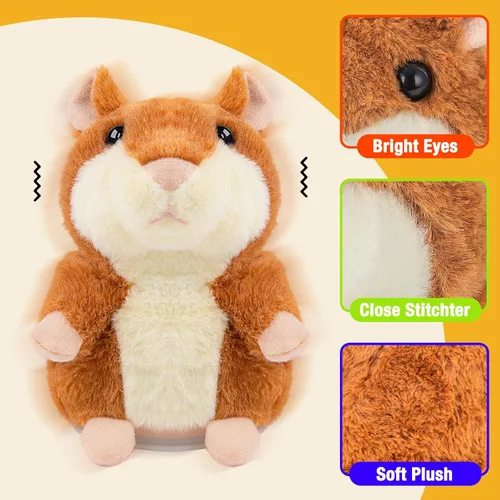Miniatura 2 de Hámster parlante – Juguete de animales de peluche para niños de 2, 3, 4, 5, 6 años, repite lo que dices, juguetes de peluche interactivos