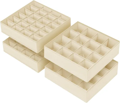 Miniatura 28 de Joyoldelf - Organizador de cajones de calcetines, divisor de ropa interior, organizador de 16 celdas, organizador de cajones de tela, cajas de 2-Gris