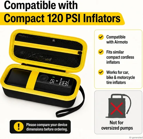 Miniatura 3 de Estuche Portátil para Compresor de Aire, Bolsa de Almacenamiento para Inflador de Neumáticos de 120 PSI, Inflador de Neumáticos de Coche, Cremallera